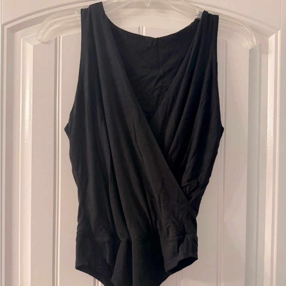 Black wrap tank bodysuit